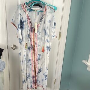 Lovestitch Blue and Pink Maxi Sundress V-Neck Resort Wear